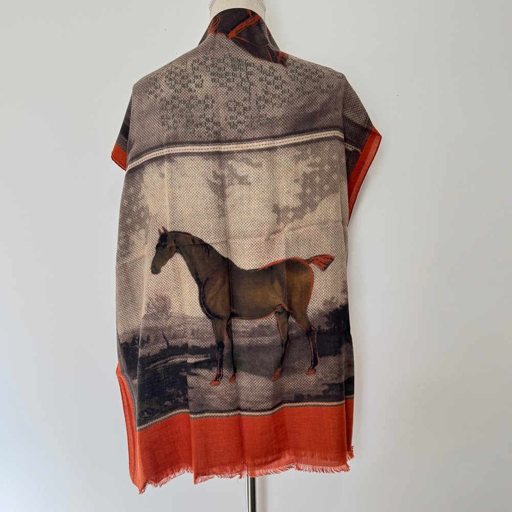 Etro Horse Pegasus‎ Wool Challis Scarf